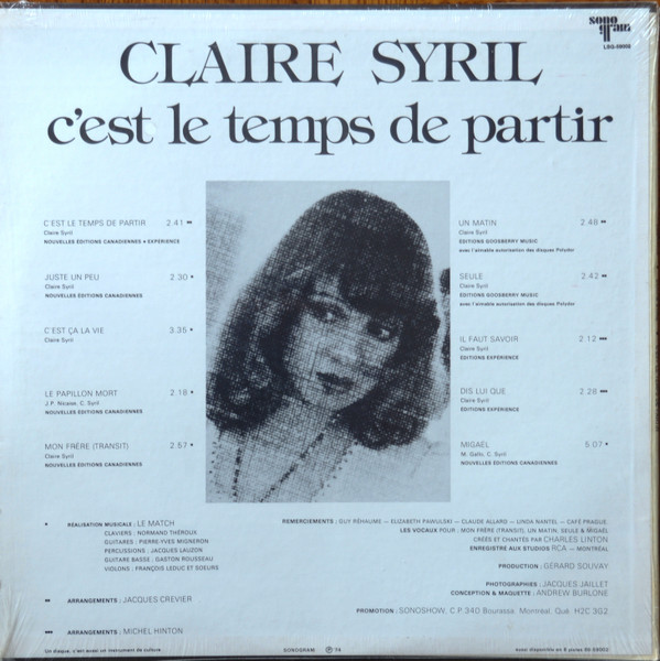 Claire Syril - C'est Le Temps De Partir | Sonogram (LSG-59002) - 2