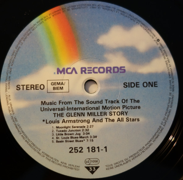 The Universal-International Orchestra / Louis Armstrong And His All-Stars - The Glenn Miller Story / Music From The Stereo Soundtrack Of The Universal Motion Picture | MCA Records (252 181-1)