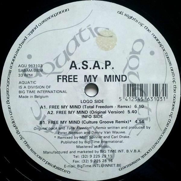 A.S.A.P. - Free My Mind | Aquatic (AQU 963103) - 2 A.S.A.P. - Free My Mind | Aquatic (AQU 963103) - 2