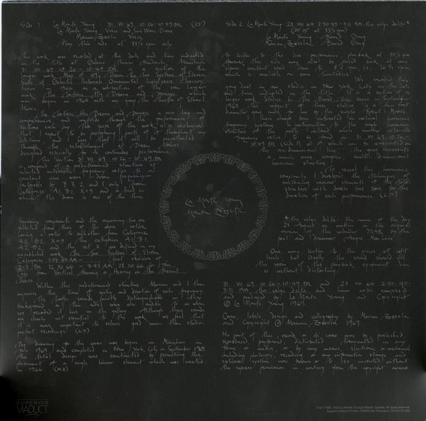 La Monte Young / Marian Zazeela - 31 VII 69 10:26 - 10:49 PM / 23 VIII 64 2:50:45 - 3:11 AM The Volga Delta LP | Superior Viaduct (SV198) - 2 La Monte Young / Marian Zazeela - 31 VII 69 10:26 - 10:49 PM / 23 VIII 64 2:50:45 - 3:11 AM The Volga Delta LP | Superior Viaduct (SV198) - 2