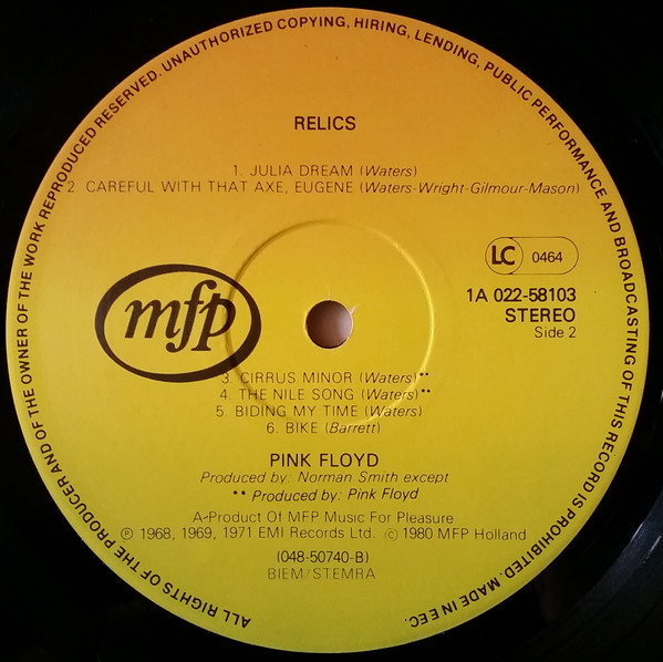 Pink Floyd - Relics | Music For Pleasure (1A022-58103) - 4 Pink Floyd - Relics | Music For Pleasure (1A022-58103) - 4