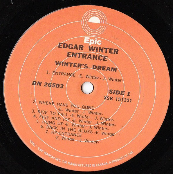 Edgar Winter - Entrance [Vinyl] | Epic (BN 26503) - 3