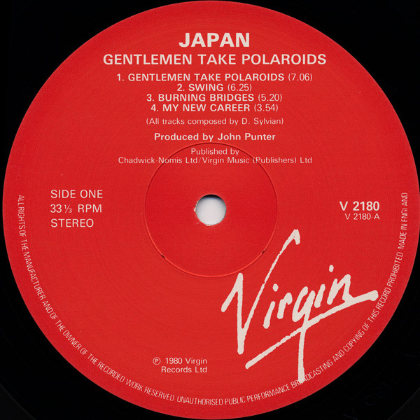 Japan - Gentlemen Take Polaroids | Virgin (V 2180) - 3