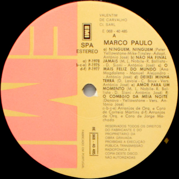 Marco Paulo - Concerto Ligeiro | EMI (8E 068 40485) - 3