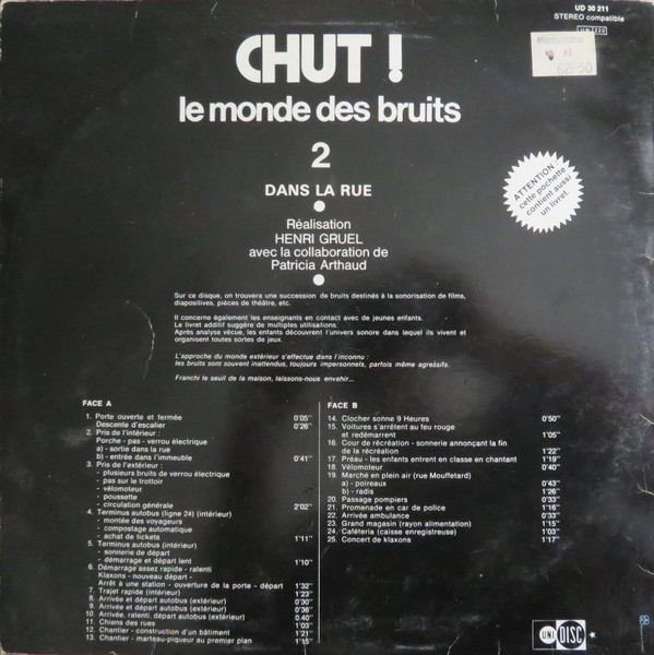 Henri Gruel - Chut!!! Le Monde Des Bruits 2 - Dans La Rue | Unidisc (UD 30 211) - 2 Henri Gruel - Chut!!! Le Monde Des Bruits 2 - Dans La Rue | Unidisc (UD 30 211) - 2