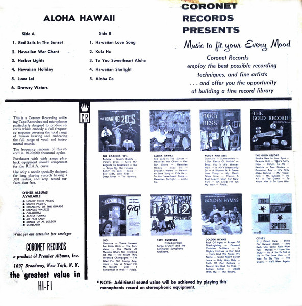Harry Kaapuni And His Royal Polynesians - Aloha Hawaii | Coronet Records (CX-43) - 2 Harry Kaapuni And His Royal Polynesians - Aloha Hawaii | Coronet Records (CX-43) - 2