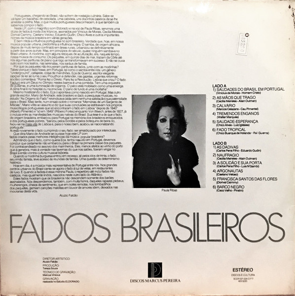 Paula Ribas - Fados Brasileiros | Discos Marcus Pereira (403.5020) - 2