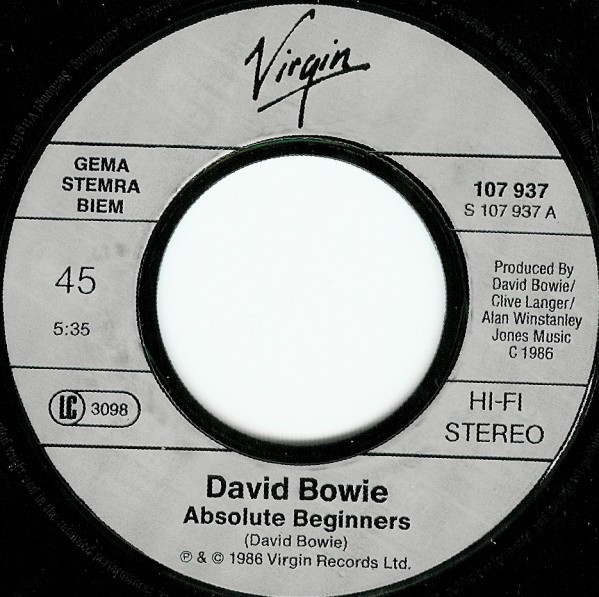 David Bowie - Absolute Beginners | Virgin (107 937) - 3 David Bowie - Absolute Beginners | Virgin (107 937) - 3