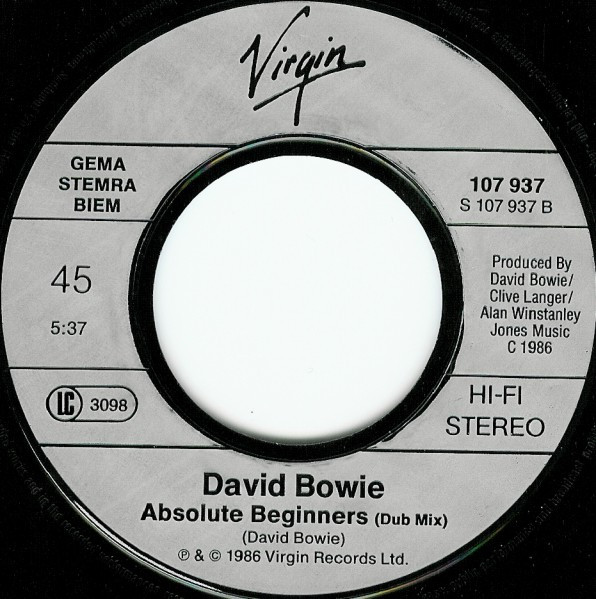 David Bowie - Absolute Beginners | Virgin (107 937) - 4 David Bowie - Absolute Beginners | Virgin (107 937) - 4