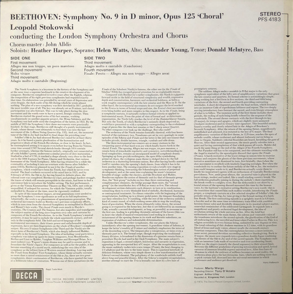 Ludwig van Beethoven : Leopold Stokowski Conducting London Symphony Orchestra & London Symphony Chorus - Symphony No. 9 ("Choral") | Decca (PFS 4183) - 2