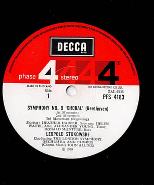 Ludwig van Beethoven : Leopold Stokowski Conducting London Symphony Orchestra & London Symphony Chorus - Symphony No. 9 ("Choral") | Decca (PFS 4183) - 3