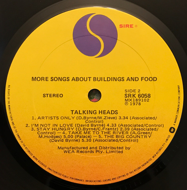 Talking Heads - More Songs About Buildings And Food | Sire (SRK 6058) - 4 Talking Heads - More Songs About Buildings And Food | Sire (SRK 6058) - 4