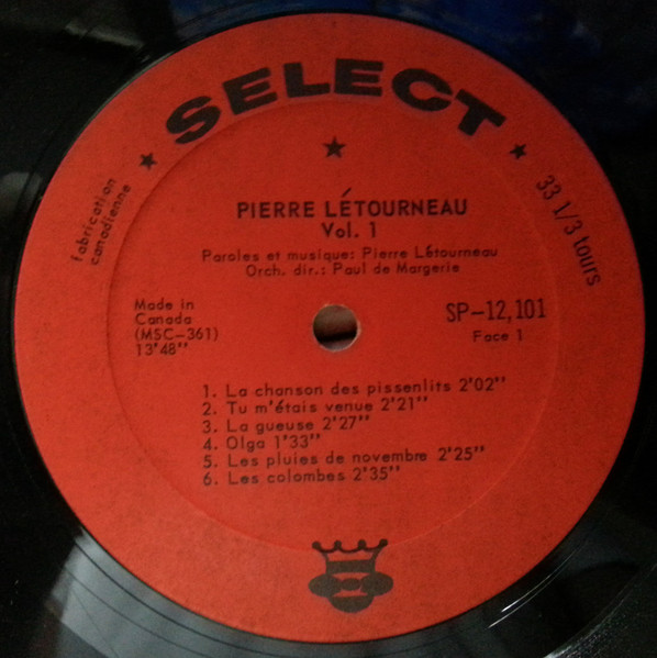 Pierre Létourneau - Pierre Létourneau Vol. 1 [Vinyl] | Select (SP-12.101) - 3