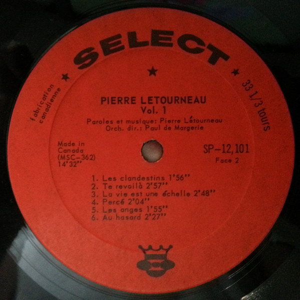 Pierre Létourneau - Pierre Létourneau Vol. 1 [Vinyl] | Select (SP-12.101) - 4