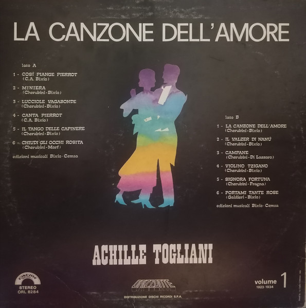 Achille Togliani - La Canzone Dell'Amore 1923/1934 Volume 1 | Cinevox Record (ORL 8284) - 2