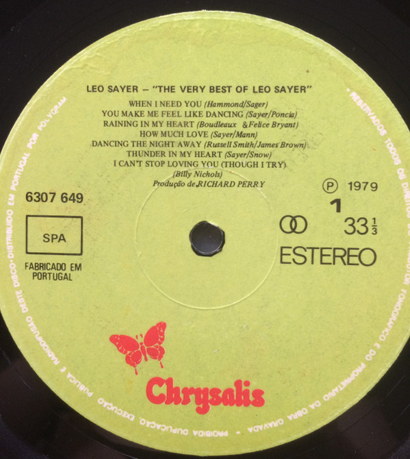 Leo Sayer - The Very Best Of Leo Sayer | Chrysalis (6307 649) - 2