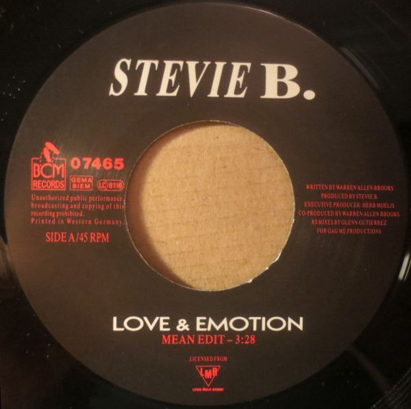 Stevie B - Love & Emotion | BCM Records (BCM 07465) - 3