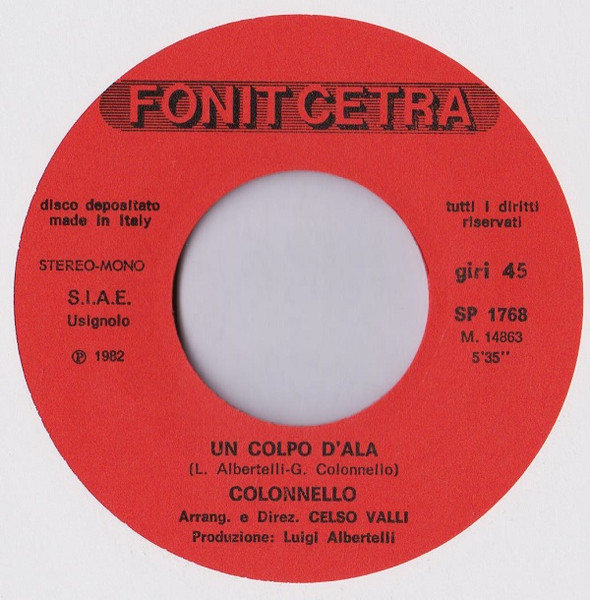Giancarlo Colonnello - Questo È L'Amore / Un Colpo D'Ala | Fonit Cetra (SP 1768) - 4