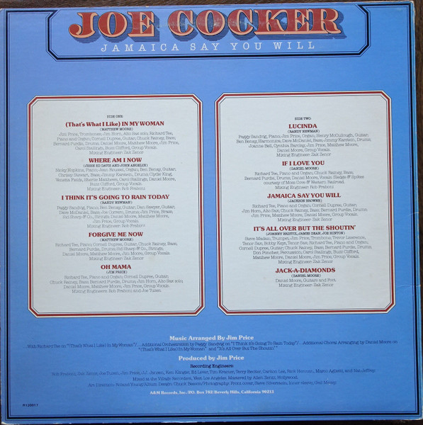 Joe Cocker - Jamaica Say You Will | A&M Records (SP-4529) - 2 Joe Cocker - Jamaica Say You Will | A&M Records (SP-4529) - 2