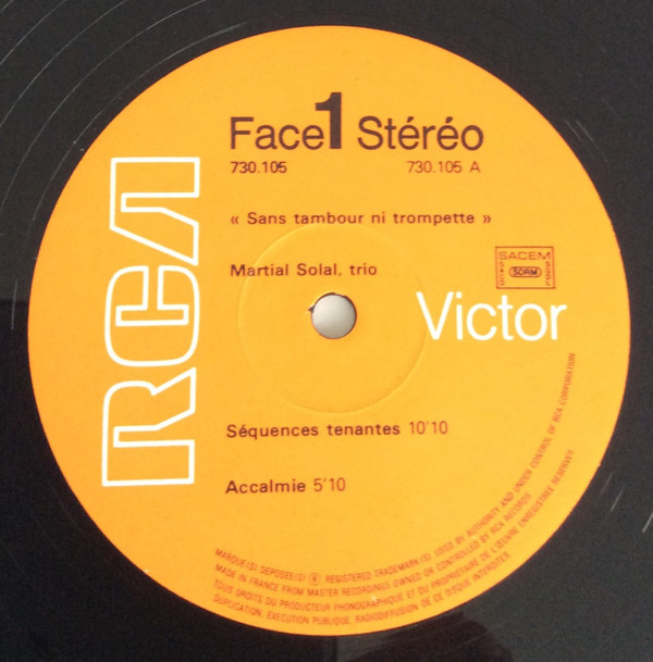 Martial Solal Trio - Sans Tambour Ni Trompette | RCA Victor (730 105)