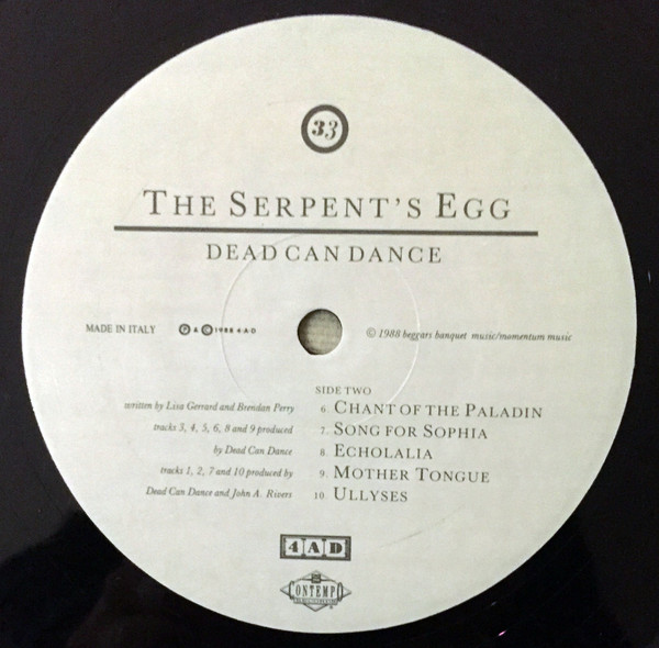 Dead Can Dance - The Serpent's Egg | Contempo Records (CONTE 124) - 4 Dead Can Dance - The Serpent's Egg | Contempo Records (CONTE 124) - 4