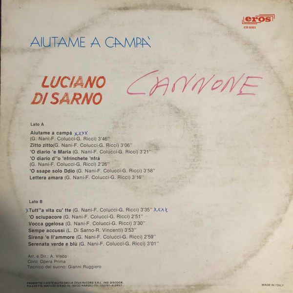 Luciano Di Sarno - Aiutame A Campà | Eros (ER 6083) - 2 Luciano Di Sarno - Aiutame A Campà | Eros (ER 6083) - 2