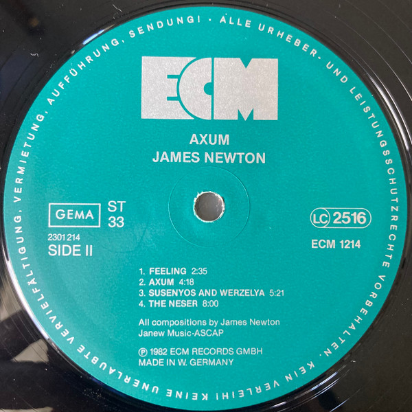 James Newton - Axum | ECM Records (ECM 1214) - 4