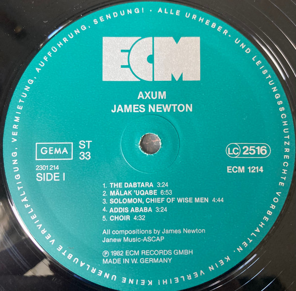 James Newton - Axum | ECM Records (ECM 1214) - 3