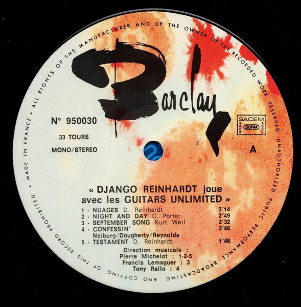 Django Reinhardt Joue Avec The Guitars Unlimited - Nuages / Manoir De Mes Rêves... | Barclay (950030) - 3 Django Reinhardt Joue Avec The Guitars Unlimited - Nuages / Manoir De Mes Rêves... | Barclay (950030) - 3