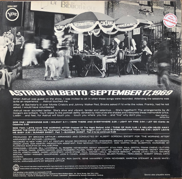 Astrud Gilberto - September 17, 1969 | Verve Records (2304 007) - 2