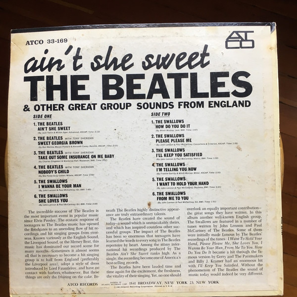 Various - Ain't She Sweet - The Beatles & Other Great Group Sounds From England | ATCO Records (33-169) - 2 Various - Ain't She Sweet - The Beatles & Other Great Group Sounds From England | ATCO Records (33-169) - 2