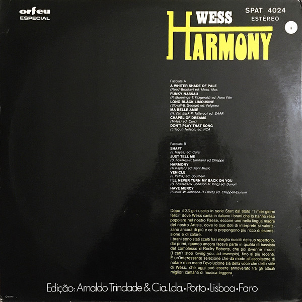 Wess Johnson - Harmony | Orfeu (SPAT 4024) - 2