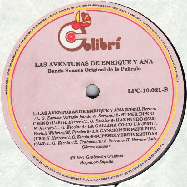 Enrique Y Ana - Las Aventuras De Enrique Y Ana - Banda Sonora Original De La Pelicula | Colibrí (LPC-10021) - 3