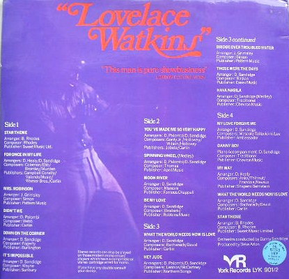 Lovelace Watkins - Recorded Live At The Talk Of The Town | York Records (LYK 901) - main