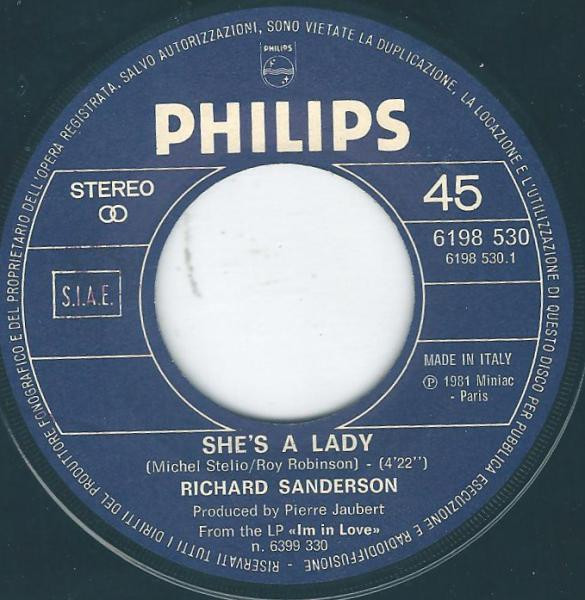 Richard Sanderson - She's A Lady | Philips (6198 530) - 3