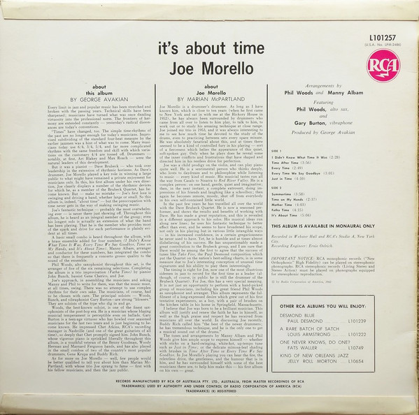 Joe Morello - It's About Time | RCA (L101257) - 2 Joe Morello - It's About Time | RCA (L101257) - 2