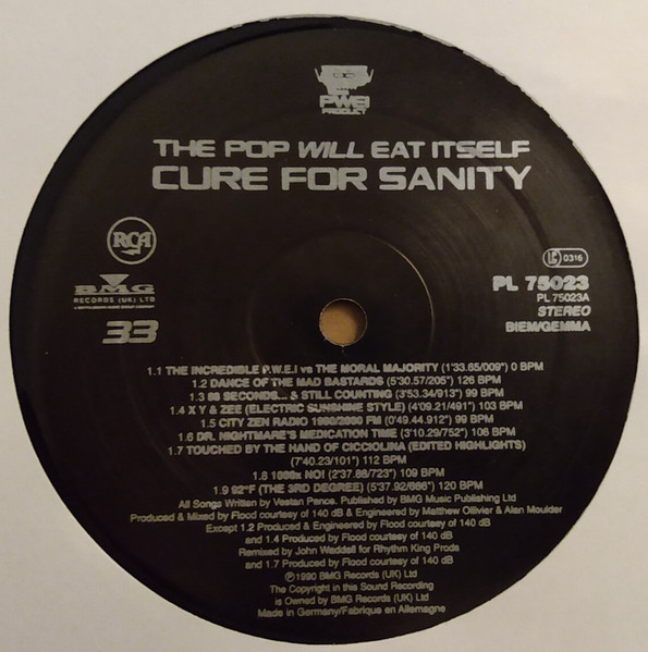Pop Will Eat Itself - Cure For Sanity | RCA (PL 75023) - 3