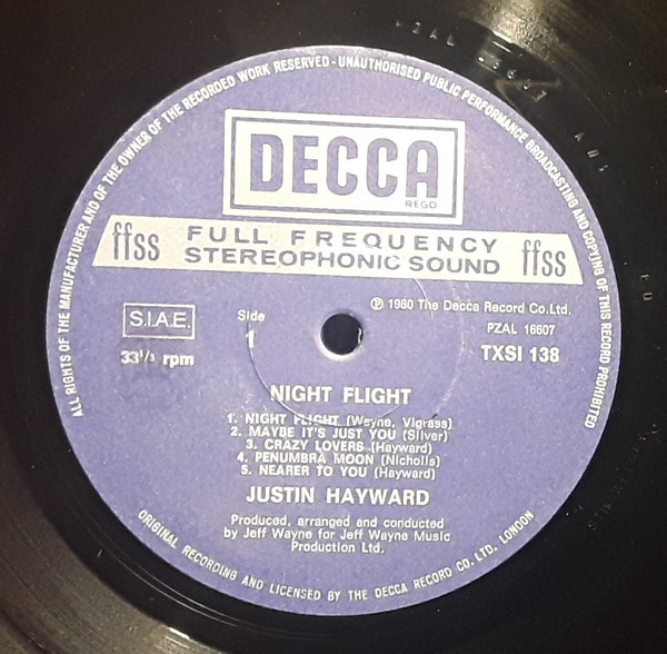 Justin Hayward - Night Flight | Decca (TXSI 138) - 3 Justin Hayward - Night Flight | Decca (TXSI 138) - 3