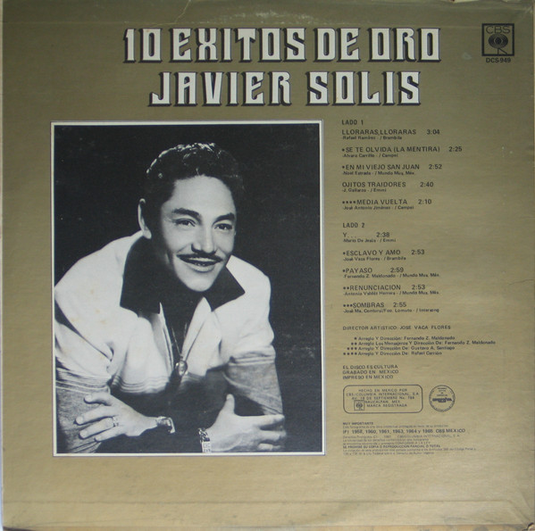 Javier Solís - 10 Exitos De Oro | CBS (DCS-949) - 2