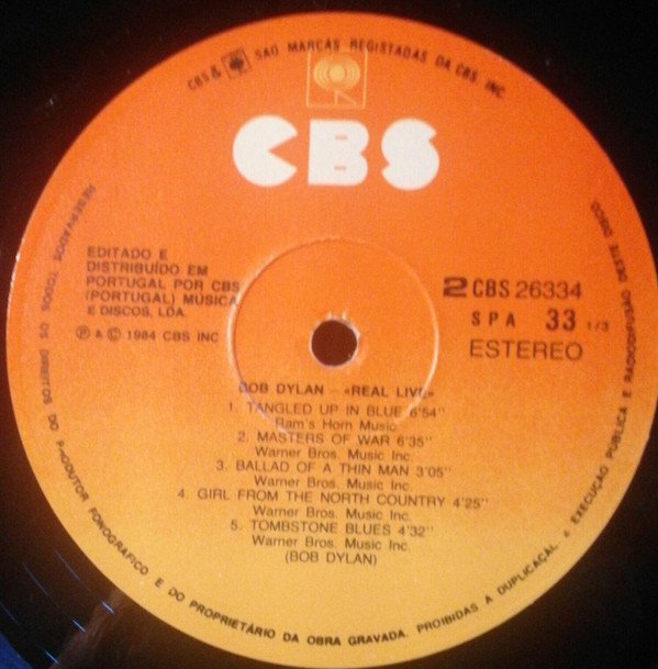 Bob Dylan - Real Live | CBS (26334) - 2