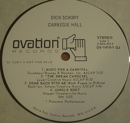 Dick Schory With Gary Burton & Paul Horn & Joe Morello - Carnegie Hall | Ovation Records (OV/14-10-2) - 3 Dick Schory With Gary Burton & Paul Horn & Joe Morello - Carnegie Hall | Ovation Records (OV/14-10-2) - 3