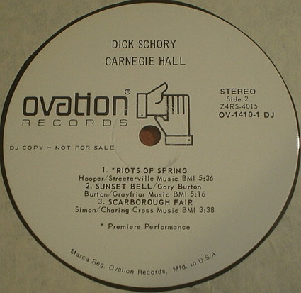 Dick Schory With Gary Burton & Paul Horn & Joe Morello - Carnegie Hall | Ovation Records (OV/14-10-2) - 4 Dick Schory With Gary Burton & Paul Horn & Joe Morello - Carnegie Hall | Ovation Records (OV/14-10-2) - 4