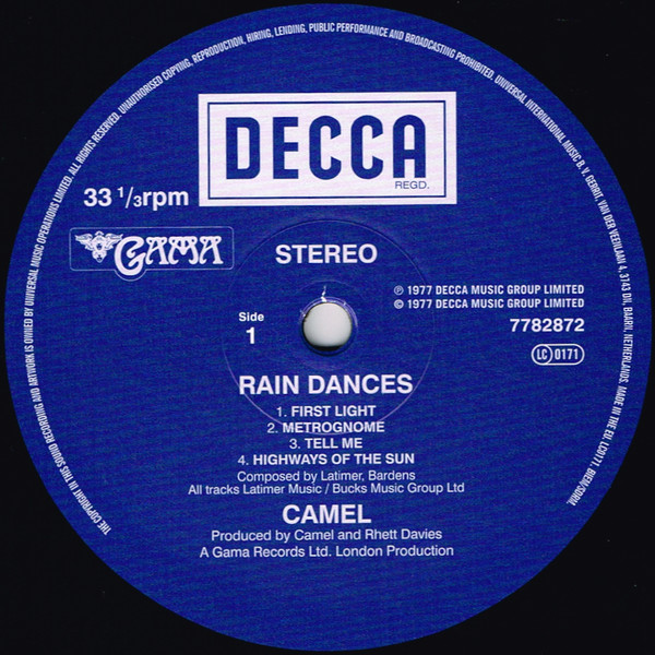 Camel - Rain Dances | Decca (7782872) - 2