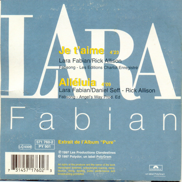Lara Fabian - Je T'aime | Polydor (571 760-2) - 2