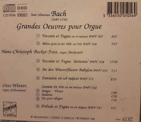 Johann Sebastian Bach - Grandes Oeuvres Pour Orgue | Powder Classics (CD 5056) - 2