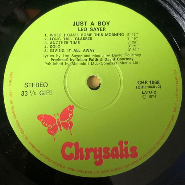 Leo Sayer - Just A Boy | Chrysalis (CHR 1068) - 3