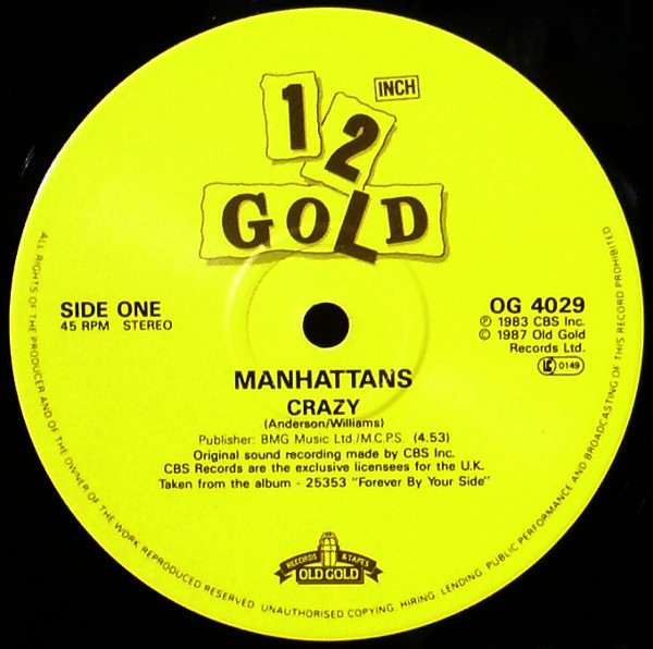 Manhattans - Crazy / You Send Me | Old Gold (OG 4029) - 3