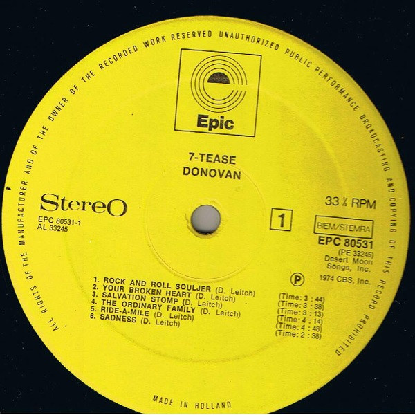 Donovan - 7-Tease | Epic (EPC 80531) - 3 Donovan - 7-Tease | Epic (EPC 80531) - 3