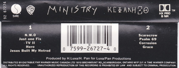 Ministry - ΚΕΦΑΛΗΞΘ [Cassette] | Sire (92 67274) - 2