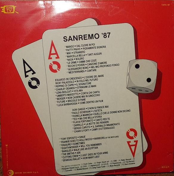Various - Sanremo 87 | Ricordi (TAFS 87) - 2